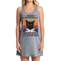 An Old Man With Cats And Books Cat Daddy Edition Tank Dress | Artistshot