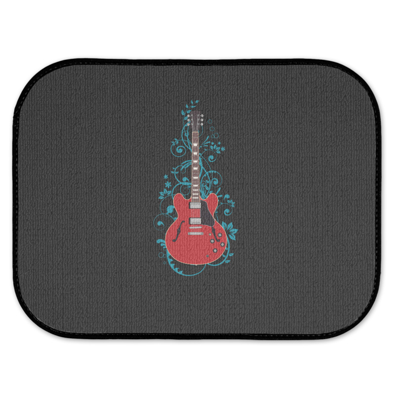 Red Semihollow Electric Guitar Flowering Vines 1 Rear Car Mat | Artistshot