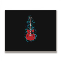 Red Semihollow Electric Guitar Flowering Vines 1 Metal Print Horizontal | Artistshot