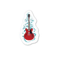 Red Semihollow Electric Guitar Flowering Vines 1 Sticker | Artistshot