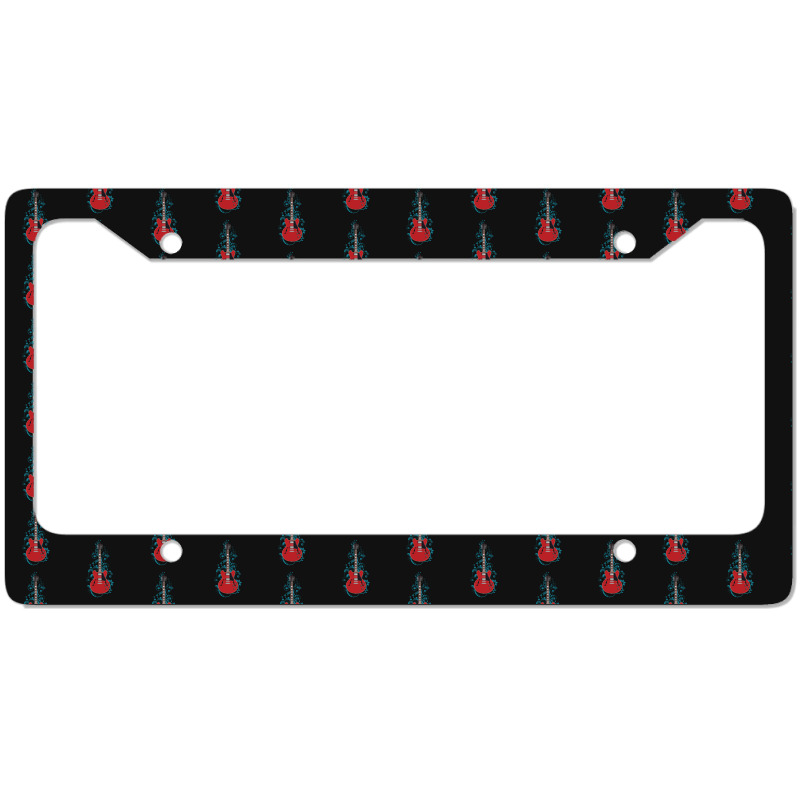 Red Semihollow Electric Guitar Flowering Vines 1 License Plate Frame | Artistshot