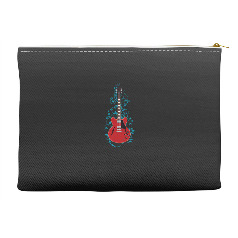 Red Semihollow Electric Guitar Flowering Vines 1 Accessory Pouches | Artistshot