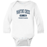 Martins Creek Pennsylvania Pa Vintage Athletic Sports Design Long Sleeve Baby Bodysuit | Artistshot