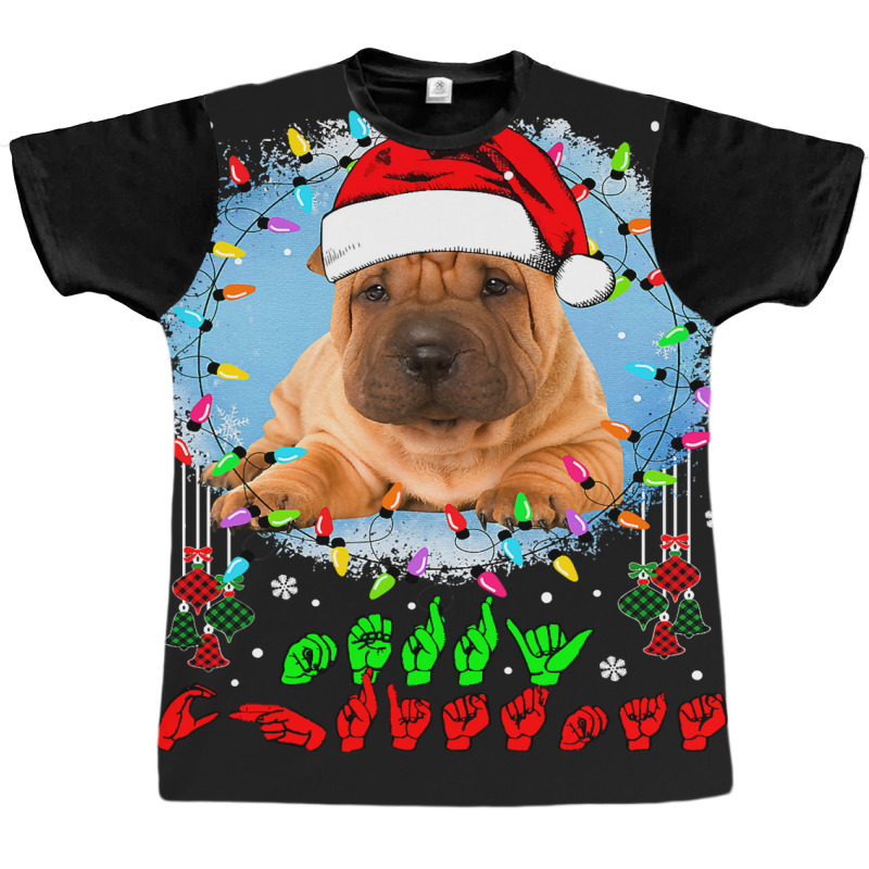 Merry Christmas Hands Sign Language Santa Shar Pei Lover154 Graphic T-shirt by SCOTTALLENZ | Artistshot