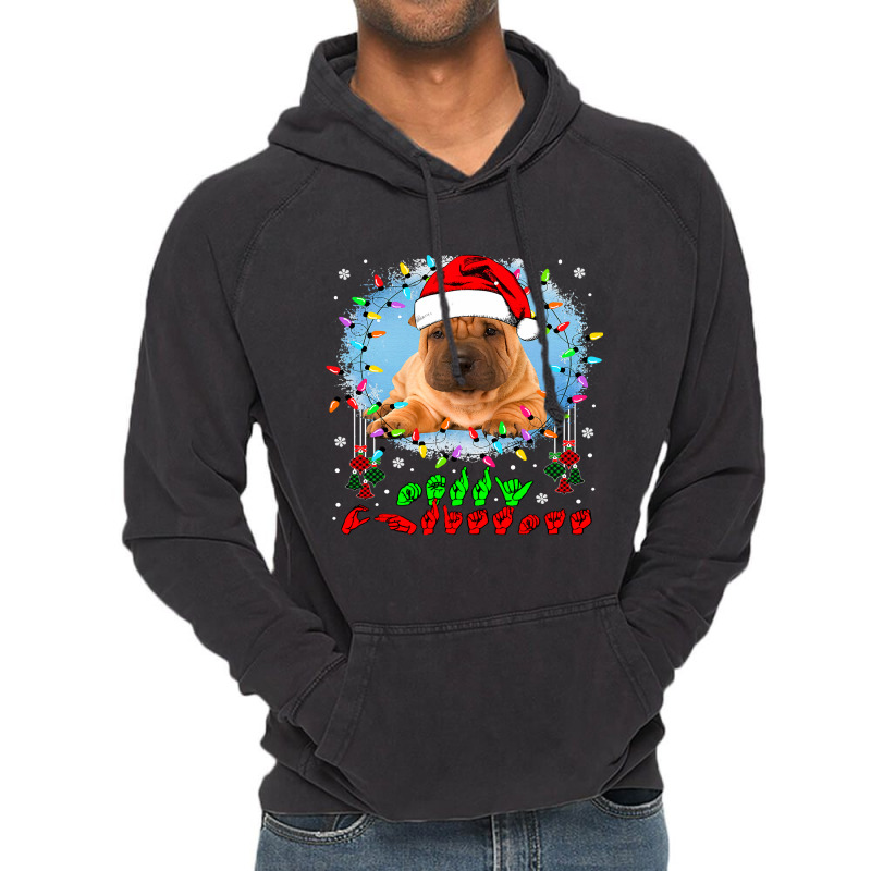 Merry Christmas Hands Sign Language Santa Shar Pei Lover154 Vintage Hoodie by SCOTTALLENZ | Artistshot