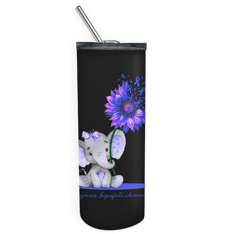 Limited Edition Osteogenesis Imperfecta Awareness Cute Elephant Sunflo Skinny Tumbler | Artistshot