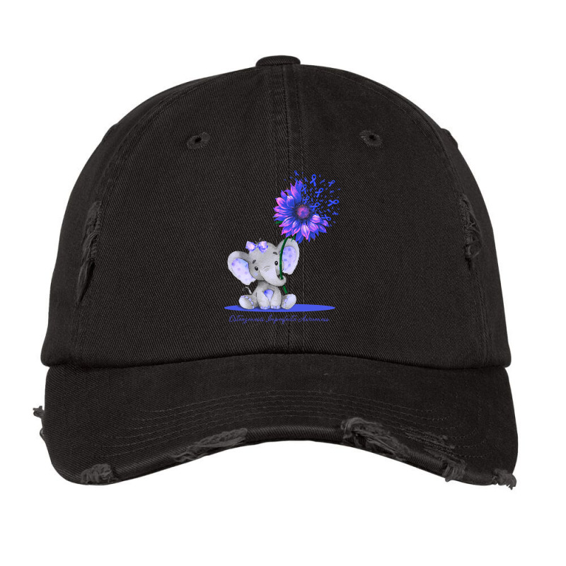 Limited Edition Osteogenesis Imperfecta Awareness Cute Elephant Sunflo Vintage Cap by greggjvandervor | Artistshot