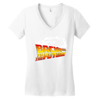 Back To The Future  Delorean White Stencil Fan Art Women's V-neck T-shirt | Artistshot