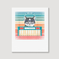 Retro Synthesizer Keyboard Music Producer Cat Lover T Shirt Portrait Canvas Print | Artistshot