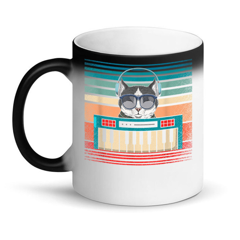 Retro Synthesizer Keyboard Music Producer Cat Lover T Shirt Magic Mug | Artistshot