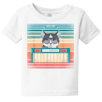 Retro Synthesizer Keyboard Music Producer Cat Lover T Shirt Baby Tee | Artistshot