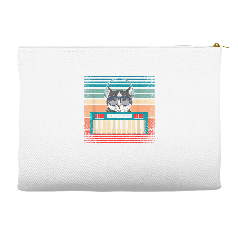 Retro Synthesizer Keyboard Music Producer Cat Lover T Shirt Accessory Pouches | Artistshot