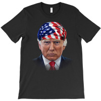 President Donald Trump In Flag Of Usa Head Wrap Shirts T-shirt | Artistshot