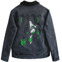 Evangelion Eva 01 Ink Dark Mecha Unisex Sherpa-lined Denim Jacket | Artistshot