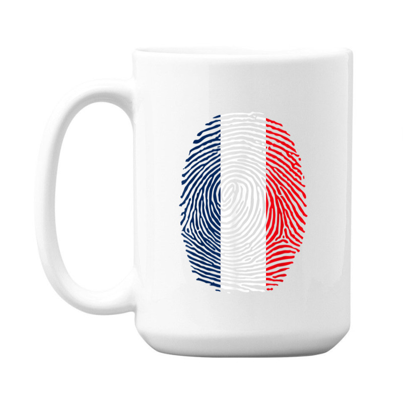 French Fingerprint France Flag Dna Cute Patriotic 15 Oz Coffee Mug by JosephWDaniels | Artistshot