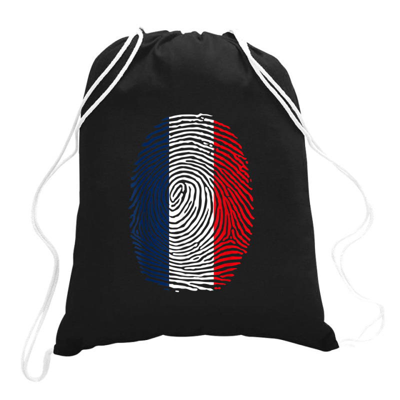 French Fingerprint France Flag Dna Cute Patriotic Drawstring Bags by JosephWDaniels | Artistshot