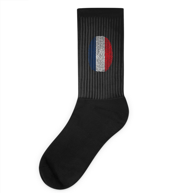 French Fingerprint France Flag Dna Cute Patriotic Socks by JosephWDaniels | Artistshot