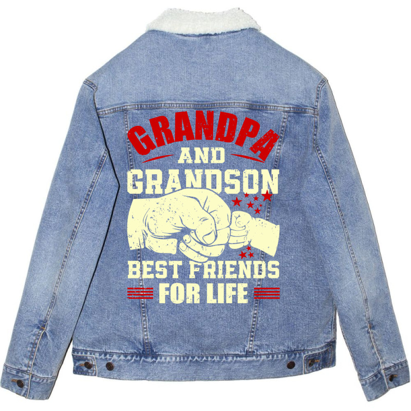 Grandpa & Grandson Best Friends For Life Grandad Grandpa Unisex Sherpa-lined Denim Jacket | Artistshot