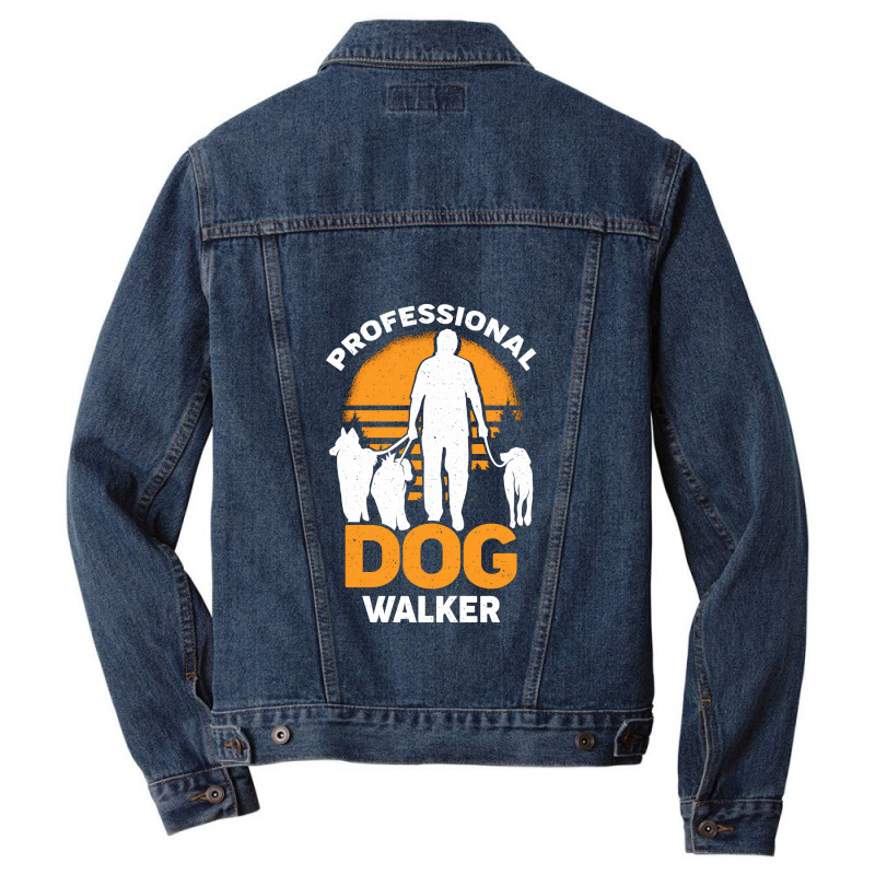 Professional Dog Walker Pet Sitter Gift Men Denim Jacket | Artistshot