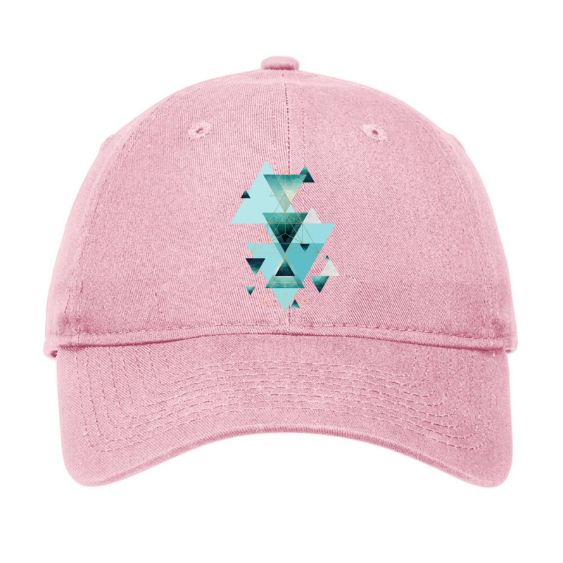 Geometric Triangle Compilation In Teal, Aqua And Rose Gold Adjustable Cap | Artistshot