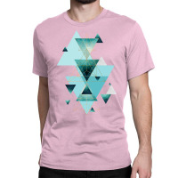 Geometric Triangle Compilation In Teal, Aqua And Rose Gold Classic T-shirt | Artistshot