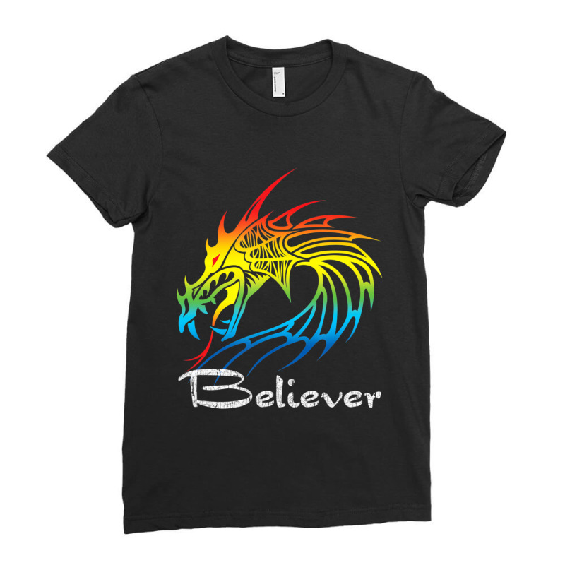 Trending Dragon Believer Imagine This Gift For Dragon Fans (2) Ladies Fitted T-Shirt by femalesbaubles | Artistshot