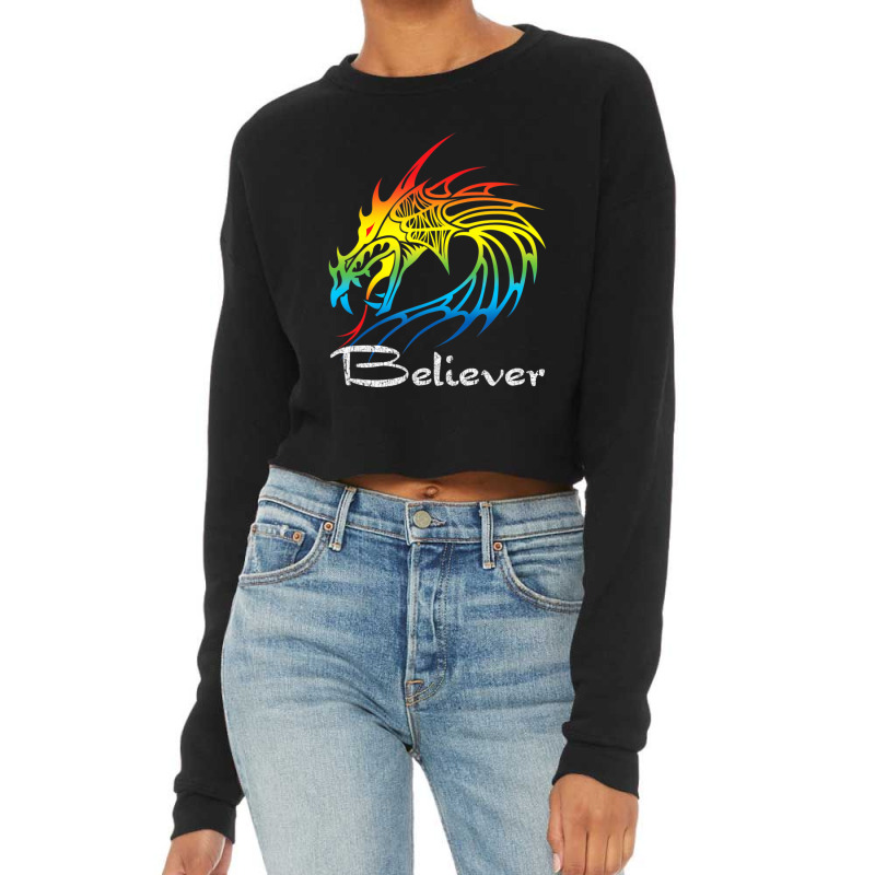 Trending Dragon Believer Imagine This Gift For Dragon Fans (2) Cropped Sweater by femalesbaubles | Artistshot