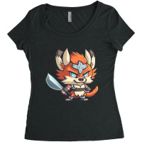 Chibi Fox Dd Barbarian Class Dnd Animal Classes Collection Women's Triblend Scoop T-shirt | Artistshot