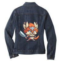 Chibi Fox Dd Barbarian Class Dnd Animal Classes Collection Ladies Denim Jacket | Artistshot