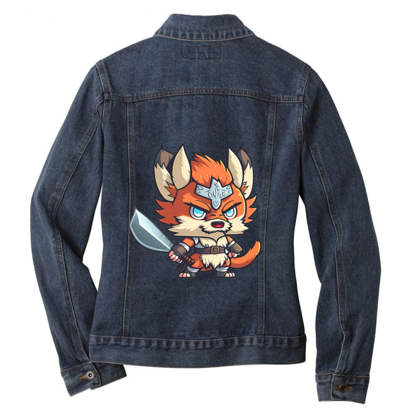 Chibi Fox Dd Barbarian Class Dnd Animal Classes Collection Ladies Denim Jacket by LakeshaHughlett | Artistshot