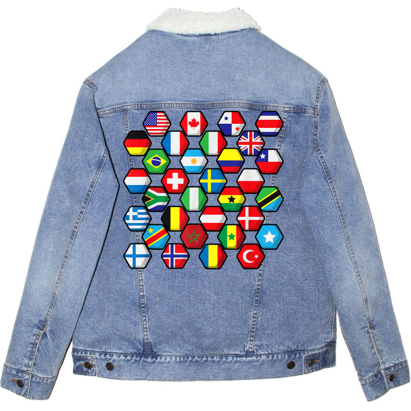 World Map Of Flags Globe Atlas, Flags Of The World Gift T Shirt Unisex Sherpa-lined Denim Jacket | Artistshot