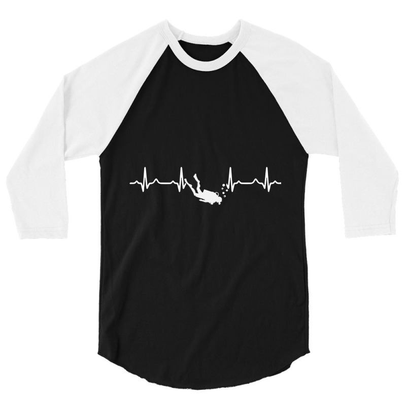 Funny Heartbeat Scuba Diving Lover Birthday Gift Idea Scuba Diver Nurs 3/4 Sleeve Shirt | Artistshot