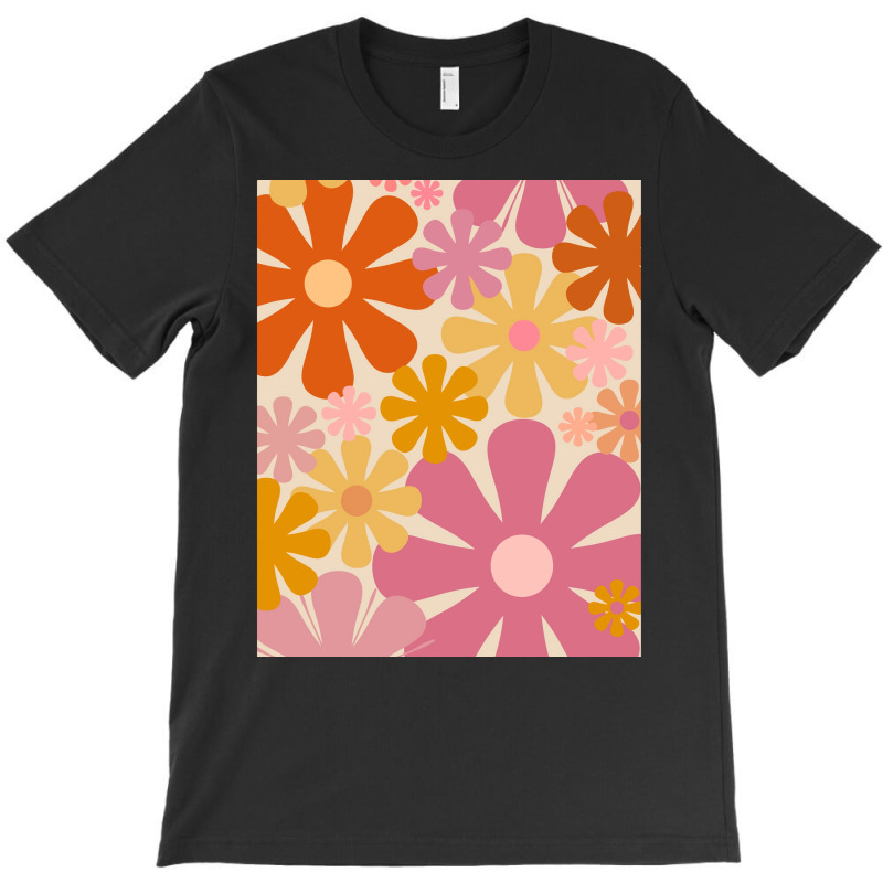 Retro 60s 70s Flowers  Vintage Style Floral Pattern In Thulian Pink, O T-shirt | Artistshot