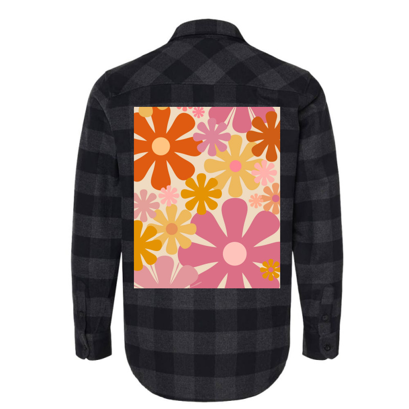 Retro 60s 70s Flowers  Vintage Style Floral Pattern In Thulian Pink, O Flannel Shirt | Artistshot