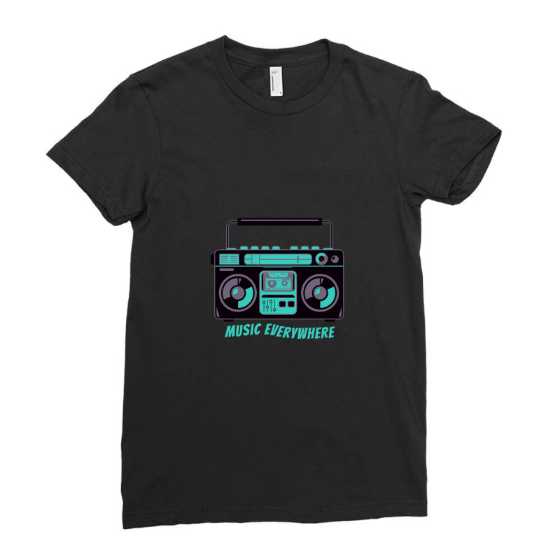 Music Everywhere 1 Ladies Fitted T-Shirt by CharlesZacharias | Artistshot