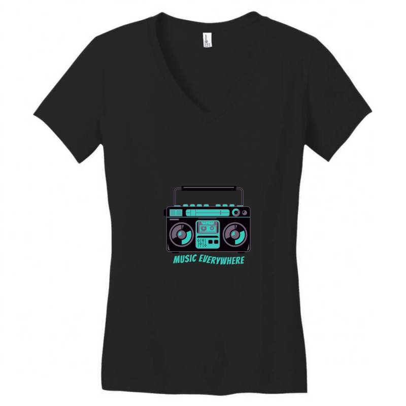 Music Everywhere 1 Women's V-Neck T-Shirt by CharlesZacharias | Artistshot