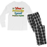 Your Friendly Local Pontoon Captain Funny Pontoon Boat Humor T Shirt Men's Long Sleeve Pajama Set | Artistshot