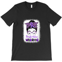 Womens Domestic Violence Awareness Warrior Purple Messy Bun V-neck T-shirt | Artistshot