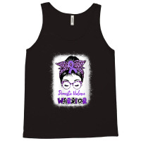 Womens Domestic Violence Awareness Warrior Purple Messy Bun V-neck Tank Top | Artistshot