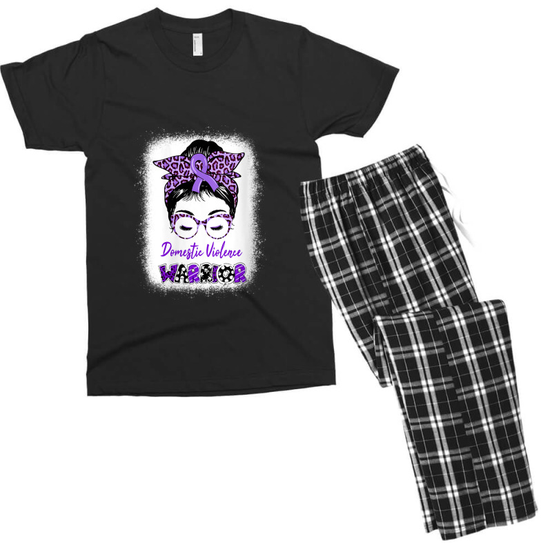 Womens Domestic Violence Awareness Warrior Purple Messy Bun V-neck Men's T-shirt Pajama Set | Artistshot