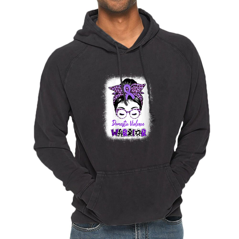 Womens Domestic Violence Awareness Warrior Purple Messy Bun V-neck Vintage Hoodie | Artistshot