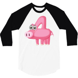 animals number 4, pig, pigs, animal 3/4 Sleeve Shirt | Artistshot