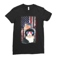 Trending Patriotic Tuxedo Cat 4th Of July Sunglasses Us Ladies Fitted T-shirt | Artistshot