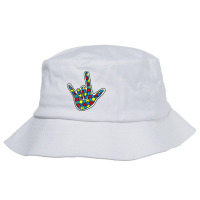 Asl Love Sign Language Autism Gift Awareness Support Autism T Shirt Bucket Hat | Artistshot