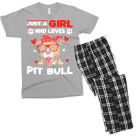 Just A Girl Who Loves Dogs T  Shirt Vintage Just A Girl Who Love Pit B Men's T-shirt Pajama Set | Artistshot