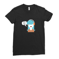 Pop Art Girl With Headphones Drawing Ladies Fitted T-shirt | Artistshot