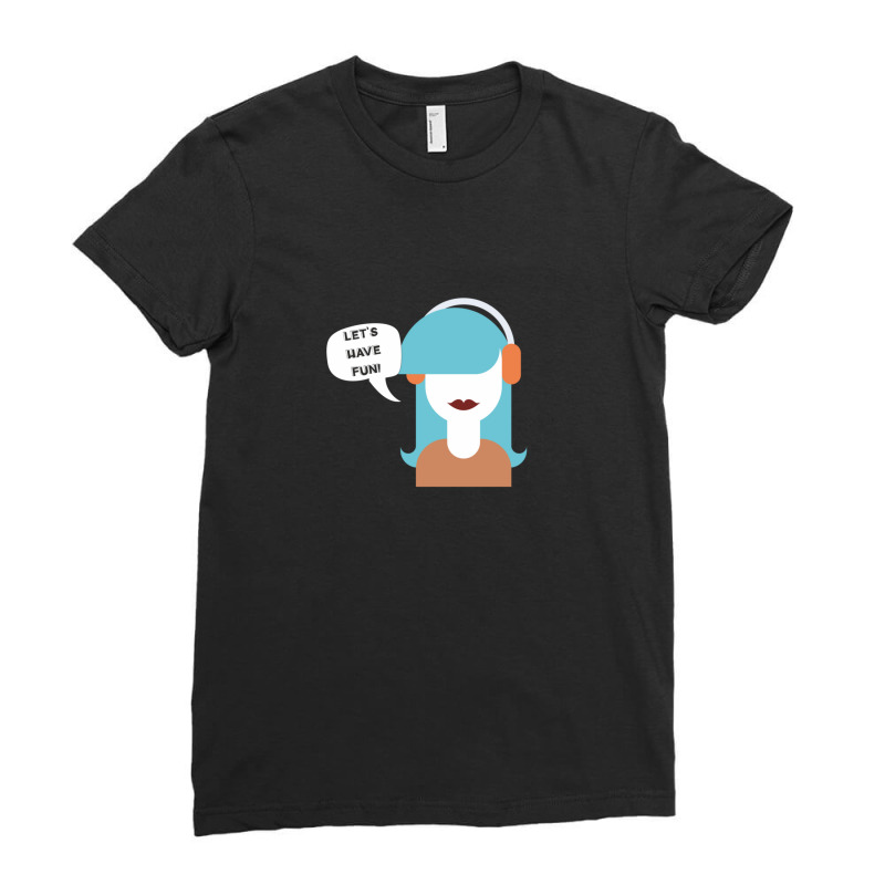 Pop Art Girl With Headphones Drawing Ladies Fitted T-Shirt by EliGWhiteIii | Artistshot