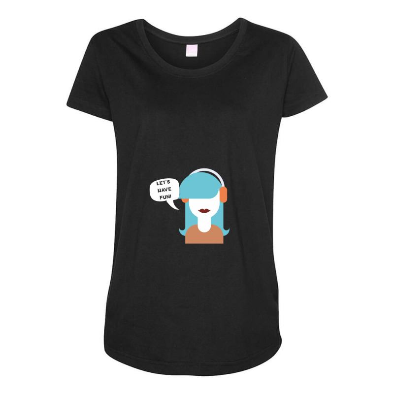 Pop Art Girl With Headphones Drawing Maternity Scoop Neck T-shirt by EliGWhiteIii | Artistshot