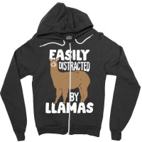 Easily Distracted By Llamas Animal Lover Gift Zipper Hoodie | Artistshot