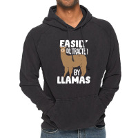 Easily Distracted By Llamas Animal Lover Gift Vintage Hoodie | Artistshot